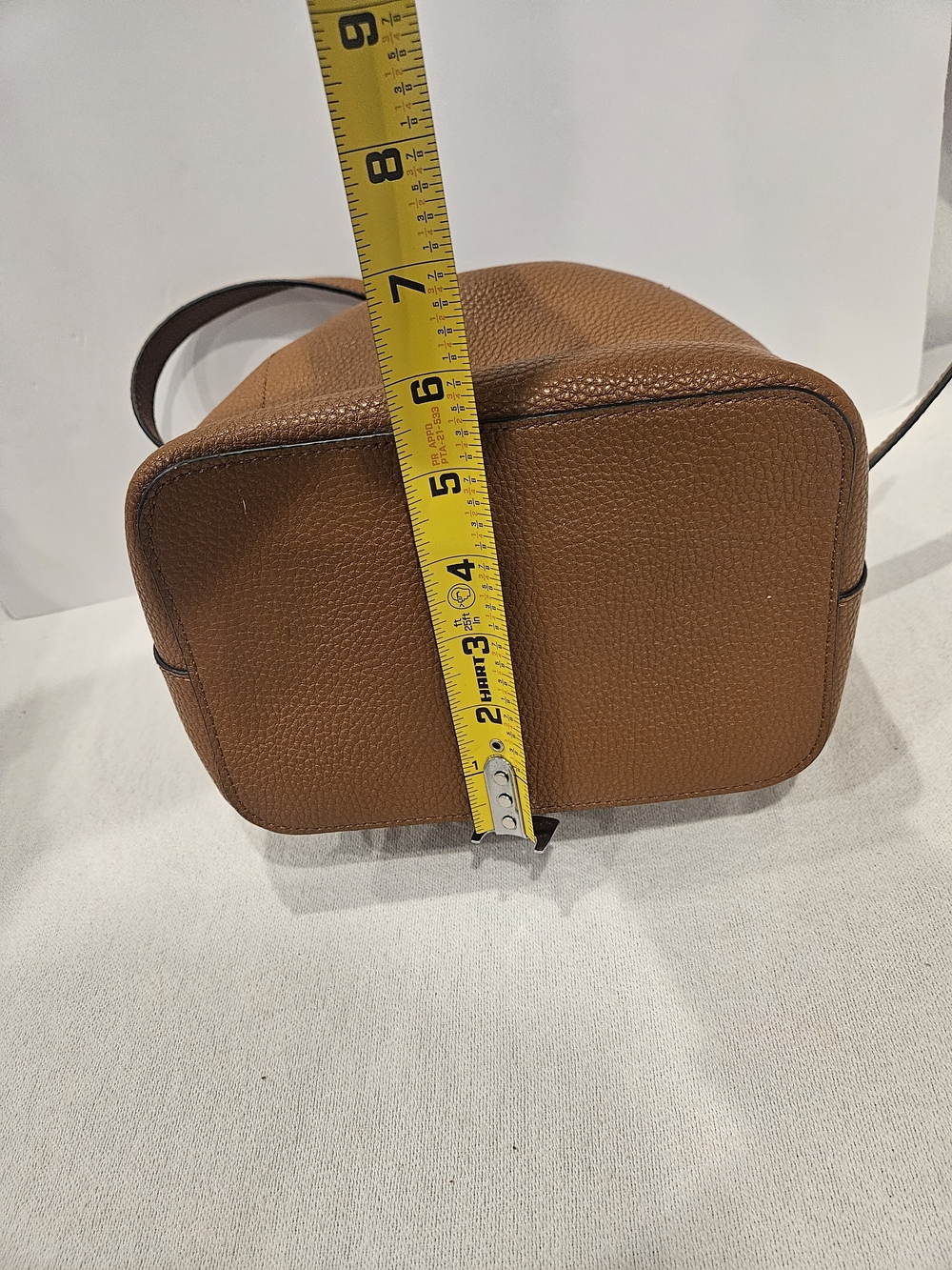 DKNY Brown Pebbled Leather Drawstring Crossbody Bag Bucket Bag - Picture 10 of 15